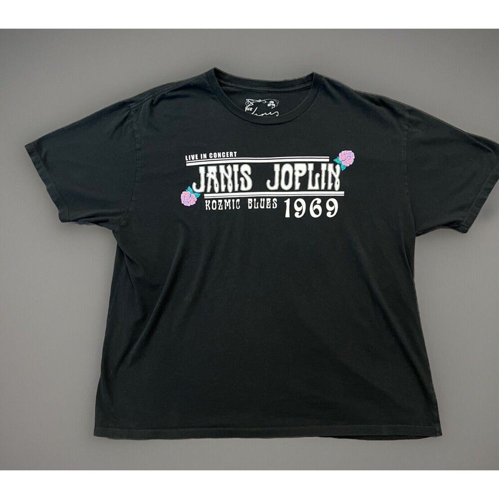 Janis Joplin T-Shirt Men's XXL Black Live in Concert Kozmic Blues 1969 Reprint